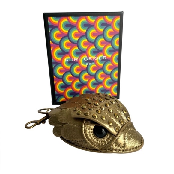 Kurt Geiger Eagle Head Bag Charm Bird Leather Coin Purse Keyring Key Chain NEW - Picture 1 of 11